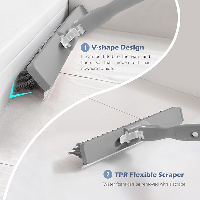 🚿✨ 4-in-1 Extendable Scrubber — Clean Tiles, Grout & Glass Without Bending!