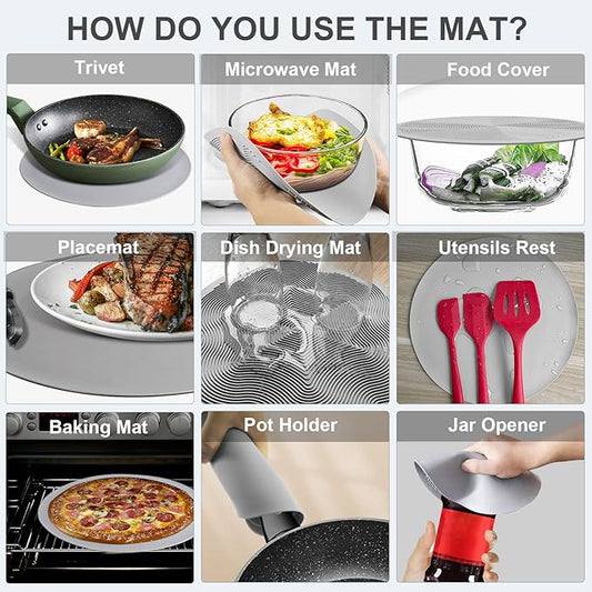 🔥 10-Inch Collapsible Microwave Cover & Silicone Mat Set – Splatter Guard, Bowl Holder, Kitchen Helper 🍽️✨