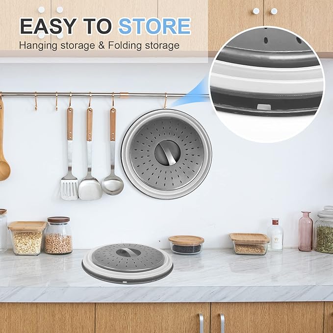 🔥 10-Inch Collapsible Microwave Cover & Silicone Mat Set – Splatter Guard, Bowl Holder, Kitchen Helper 🍽️✨