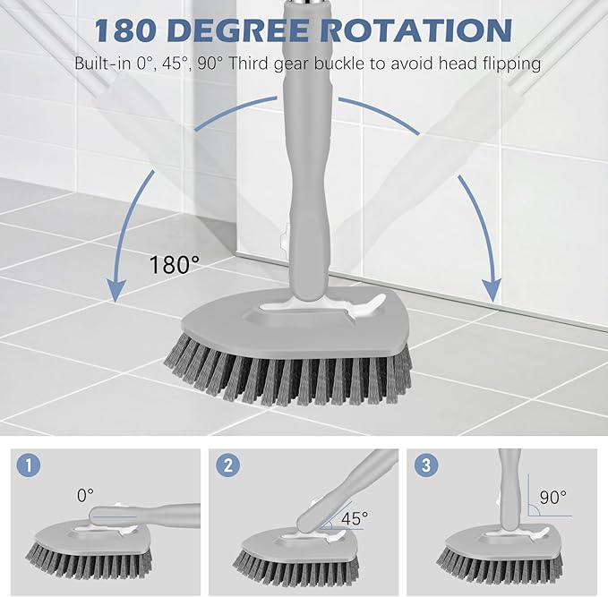 🚿✨ 4-in-1 Extendable Scrubber — Clean Tiles, Grout & Glass Without Bending!