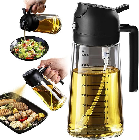 Perfect Cooking Control: 16oz 2-in-1 Glass Oil Sprayer & Dispenser ✨