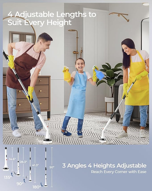 Power Spin Scrubber 🧼 - 9 Heads, Adjustable & Cordless for Deep Cleaning