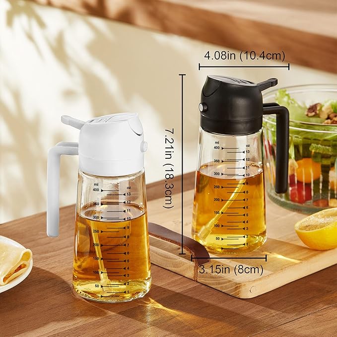 Perfect Cooking Control: 16oz 2-in-1 Glass Oil Sprayer & Dispenser ✨