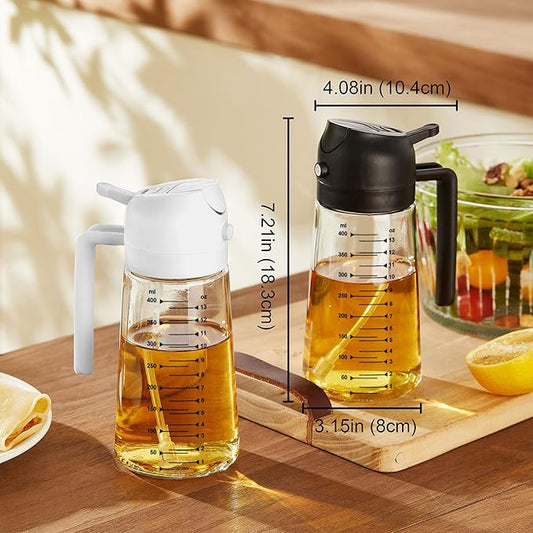 Perfect Cooking Control: 16oz 2-in-1 Glass Oil Sprayer & Dispenser ✨