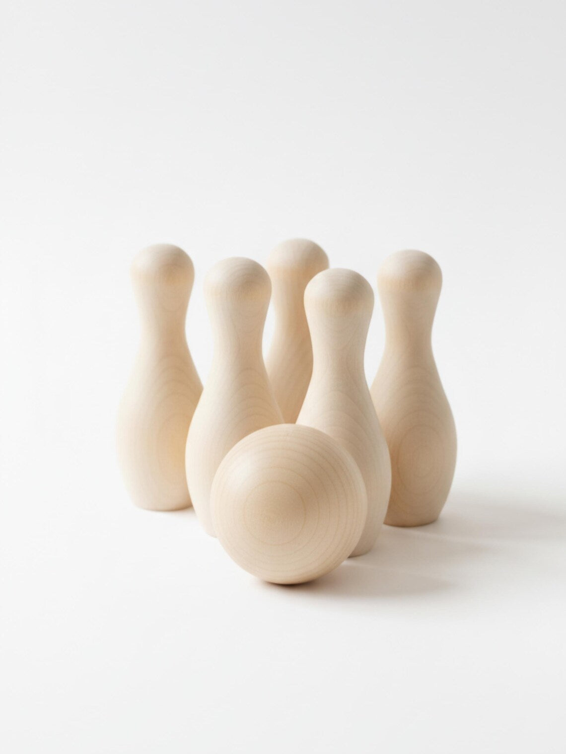 Maple Wooden Bowling Set - Includes Ball and 6 Pins - Organic Natural Sensory Toy - Waldorf Learning Toys